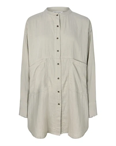 Rabens Saloner - Sonja Cotton Double Oversized Skjorte - Cement